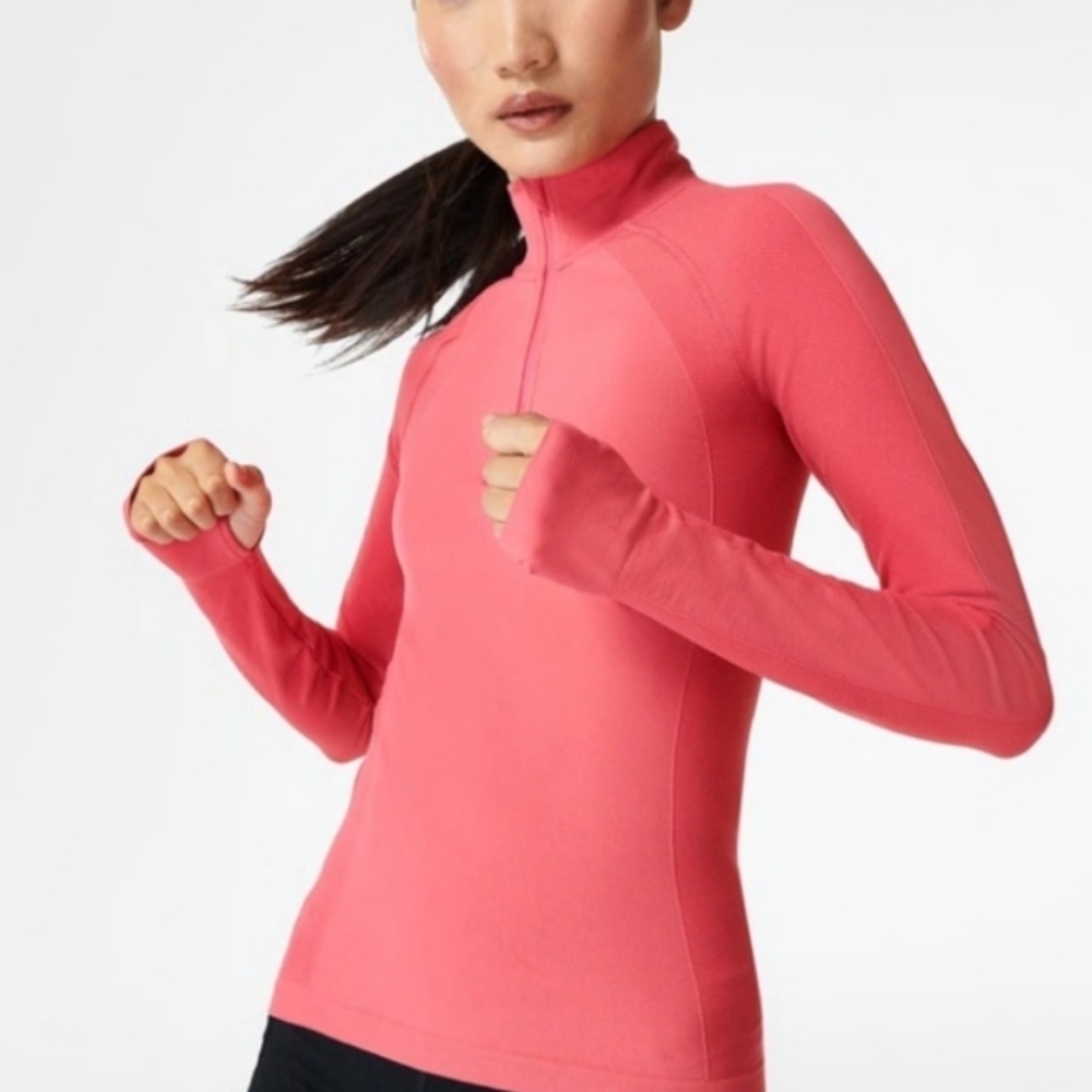 Sweaty Betty Athlete Seamless Half-Zip Top - Glow Pink - Picture 1 of 8